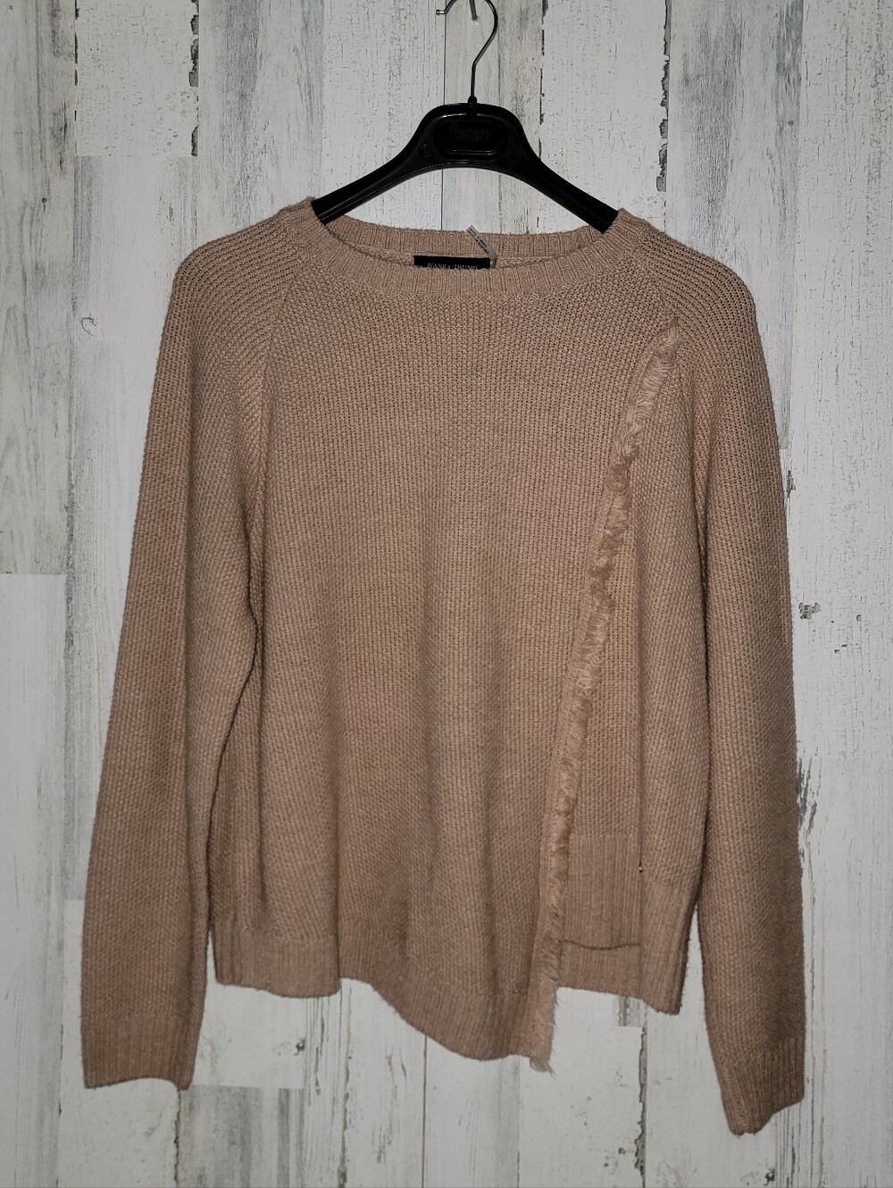 Ivanka Trump Taupe Crewneck Asymmetrical Hem Sweater